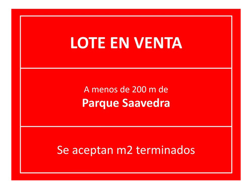 Lote Excelente Ubicación | Parque Saavedra