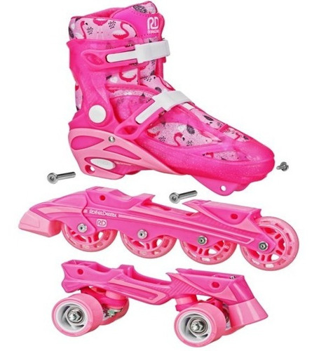 Patines Roller Derby 2 En 1 Flamingo Para Niñas