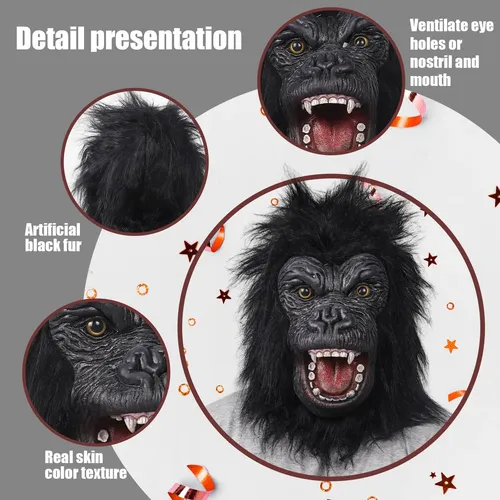 Máscara De Chimpancé De Látex | Cabeza De Mono Realista De 29 Cm, Transpirable Y Cómoda, Para Halloween, Cosplay Y Fiestas