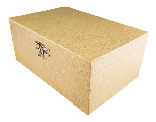 Imagem 2 de 7 de Caixa Lisa Com Dobradiça E Fecho 30x20x13 Mdf Madeira