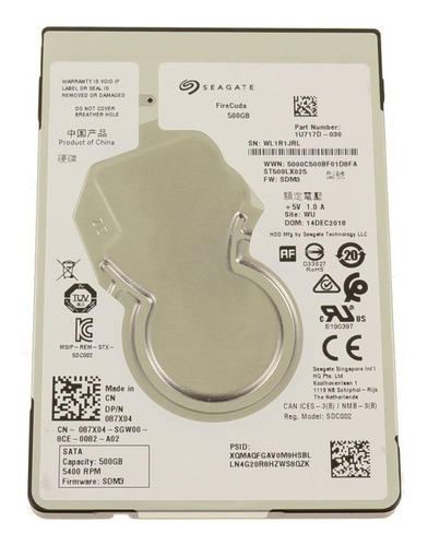 Disco Duro Sshd Interno Seagate Firecuda St500lx025 500gb