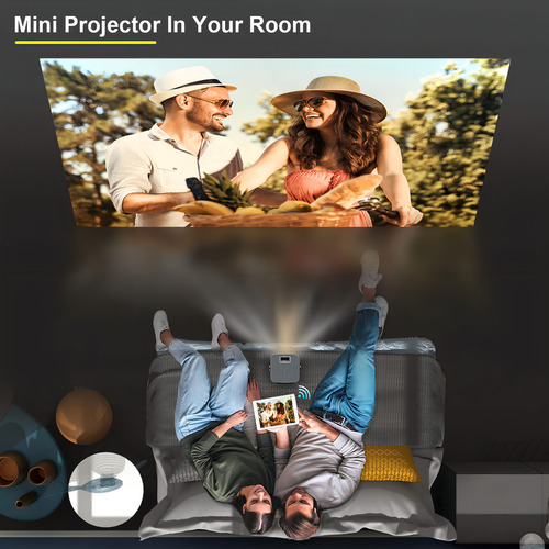 Projetor Wi-Fi Fangor, tela compatível de 200 polegadas