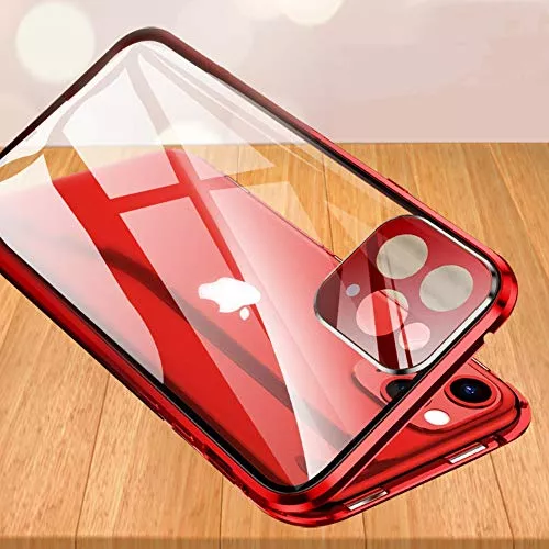 Nueboo Funda Magnética con Cristal Templado Roja para iPhone 11 Pro