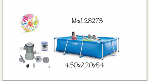 Combo Alberca Rectangular Intex + Bomba Filtrante Y Pelota