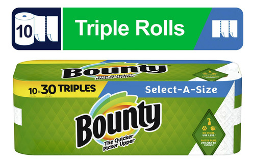 Toallas De Papel Bounty Select-a-size, 10 Rollos Triples