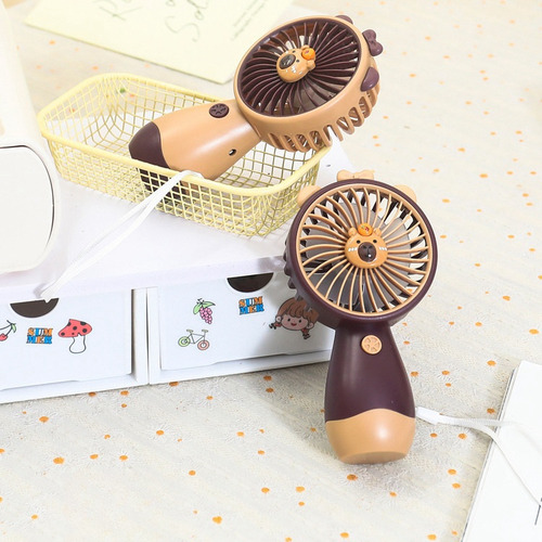 Mini Ventilador Portátil Recargable Capibara Con Cordón, Usb