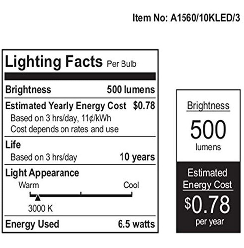 Feit Electric A156010kled3 60w Equivalente Shelada não regulável