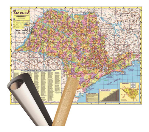 Mapa Estado De São Paulo - 120 X 90cm Gigante + Enrolado