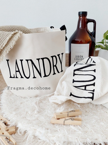 Organizador Laundry Cesto Médium + Bolsa De Tela Laundry
