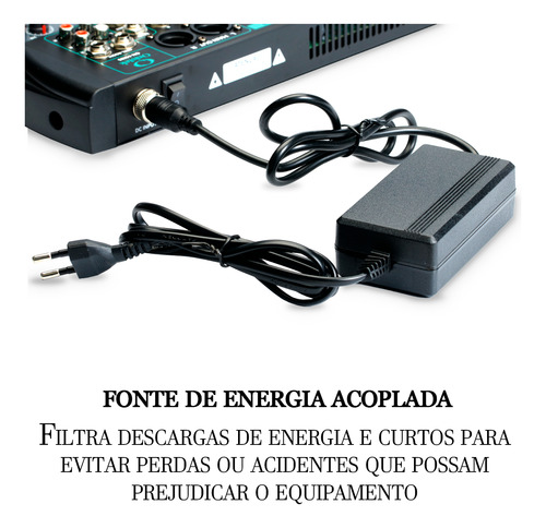 Mesa Som 12 Canais Bluetooth Usb Mp3 48v Phantom Power P10