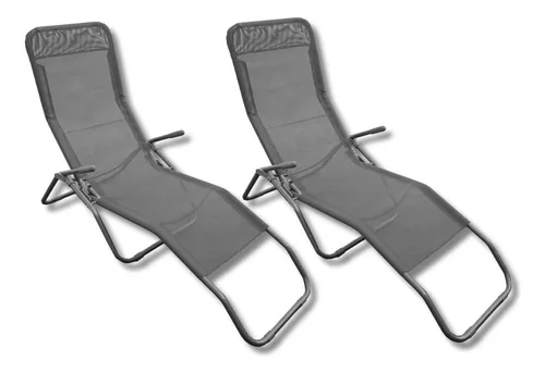 comprar Combo 2 Reposeras Plegables Glider Playa Jardin Camping Gris
