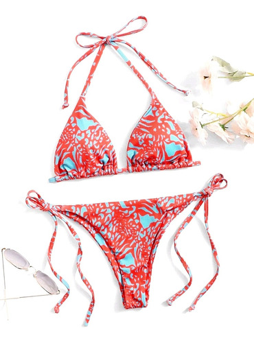 Bikini Triangulo Halter Estampado Canale Talla M / L, Shein