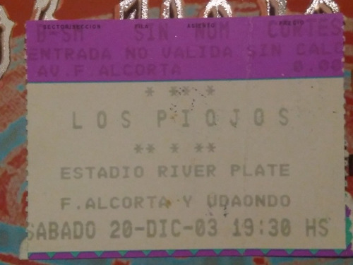 Entrada De Colección Los Piojos River 2003
