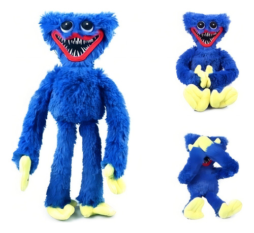 Peluche Huggy Wuggy, 40 cm, azul, con un monstruo bordado