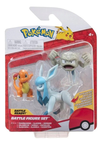 Pokemon Battle Figure Set Charmander+glaceon+geodude