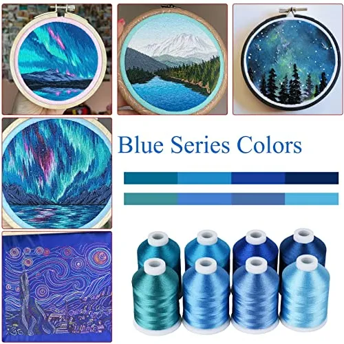 Hilo De Bordar Azul 8 Colores Madeira, 550 Yardas, 40wt...
