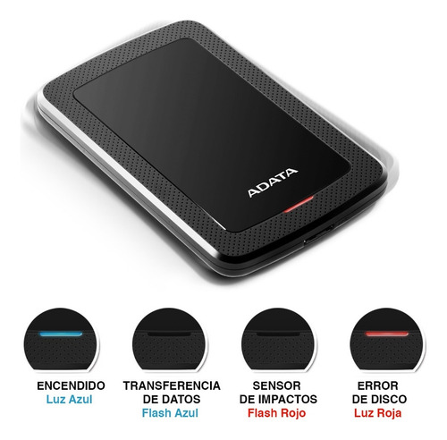 Disco Duro Externo Adata Hv300 2.5'', 2tb, Usb 3.1, Negro