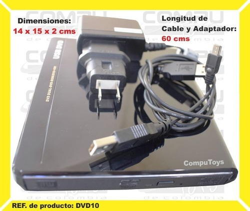 Lector Dvd Y Quemador Cd Externo Usb Ref Dvd10 Computoys Sas