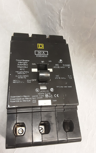 Interruptor Termomagnetico Square D Edb34030 3x30a (Usado)