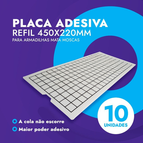 10 Pçs - Refil 450x220 Armadilha Pega Mata Mosca Mosquito