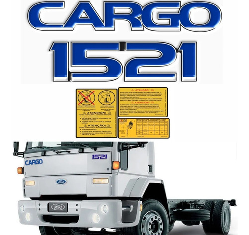 Kit Adesivo Compatível Ford Cargo 1521 Emblema Relevo Kit36