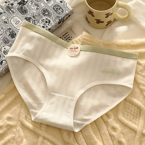 Calzoncillos De Algodón Para Mujer, Tejido A Media Cintura,