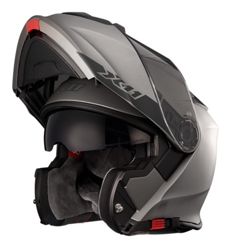 Capacete Para Moto Turner Solides Viseira Solar Motociclista Tamanho Do Capacete 60 Cor Cinza Metálico