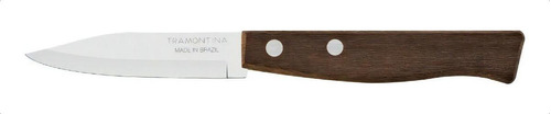 Cuchillo Mondador Mango Madera Acero Inoxidable Tramontina Color Cafe