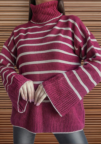 Sweter Mujer Poleron Mangas Oxford Abarca Hasta Un 5/6