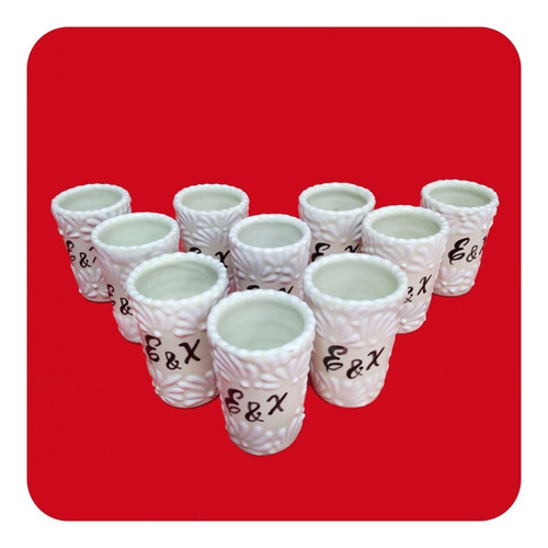 Imagen 3 de 6 de 50 Tequileros Personalizados Talavera Poblana Beige Bco Tql
