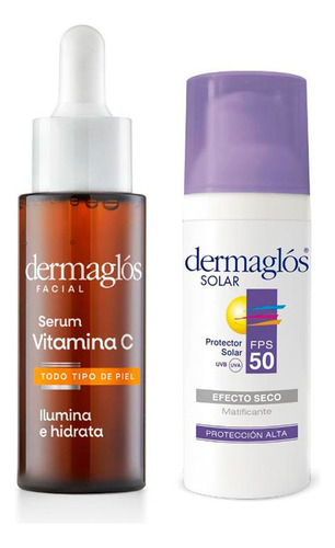 Dermaglós Combo Sérum Vitamina C Protector Solar Efecto Seco