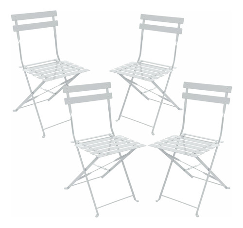 Set X4 Silla De Jardin Plegable Acero Respaldo Y Asiento