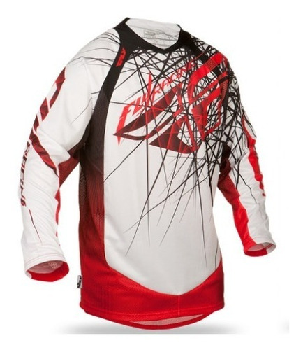 Camisa Fly Evolution - Branco, Vermelho E Preto - Tamanho Gg