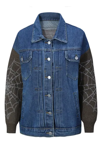 comprar Chaqueta Vaquera De Mujer Con Mangas De Punto Corte Holgado