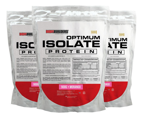 Kit 3x Optimum Isolate Whey Protein 900g - Bodybuilders