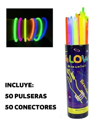 Imagen 2 de 5 de 50 Pulseras Fiestas Neón Tik Tok Brillan En La Oscuridad