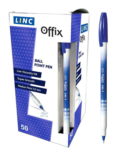 50 X Linc Offix Smooth Ball Point Pen, 1.00mm Tip Blue