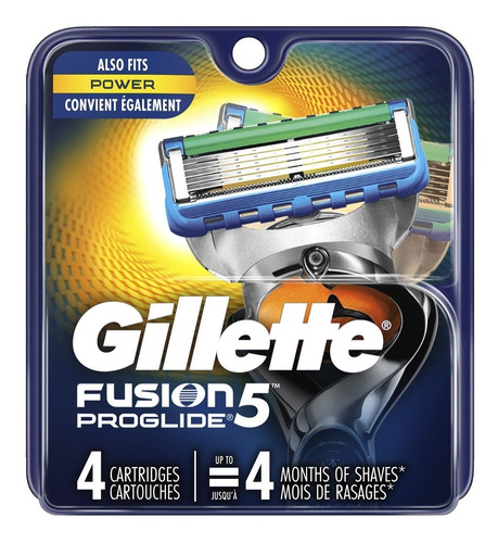 Gillette Paquete 4 Cartuchos Para Fusion 5 Proglide