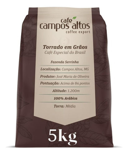 Café Especial Torrado Em Grão 5kg - Café Campos Altos