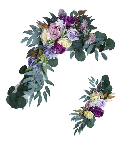 Silk Artificial Flower Arch Decor Pueple Rose Flower