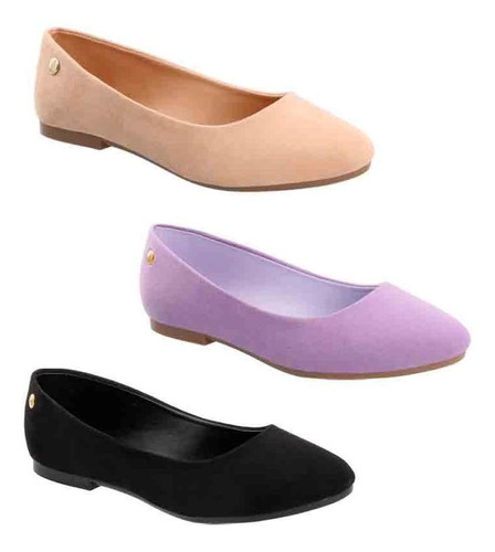 Zapatos Flats Dama Casuales Punta Redonda Mujer Tripack