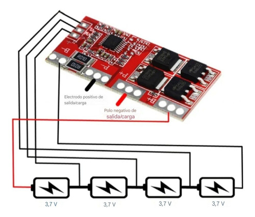Pack 3 Pcs. Modulo Bms Carga Y Descarga Batería 18650 4s 30a