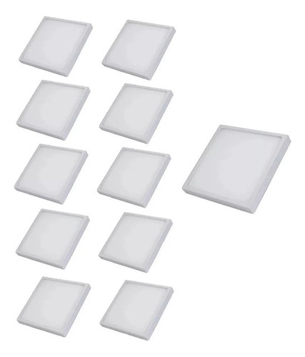 Pack10 Foco Led Panel Cuadrado Sobrepuesto 18w Luzfria