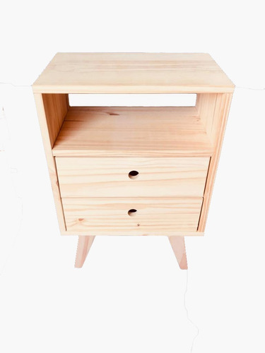 Mesa Mesita De Luz Vintage Retro Nordica Pino Con Cajones