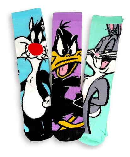 Calcetas Looney Tunes: Bugs Bunny, Silvestre, Pato Lucas