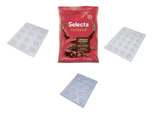 Pack Para Elaborar Bombones 1 Kg Chocolate + 3 Moldes  