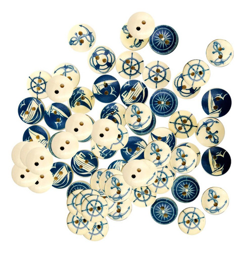 Botón Plano Azul De De 2 Agujeros 100pcs Para De