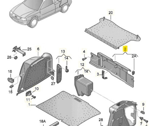 Revestimiento Chapa Interior Baul Original Audi A3 1997-2003