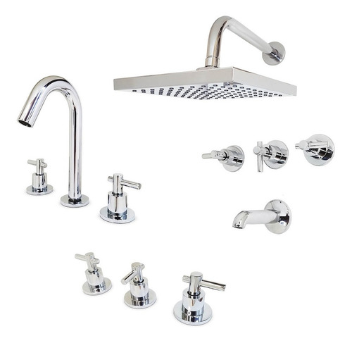 Imagen 3 de 10 de Combo Baño Sanitarios Loza Griferia Ibiza Lever Metal Cromo