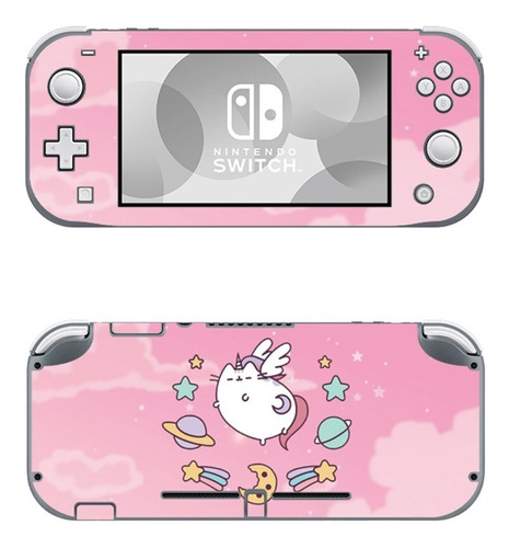 Skin Personalizado Para Switch Lite Rosa Con Gato (0045)